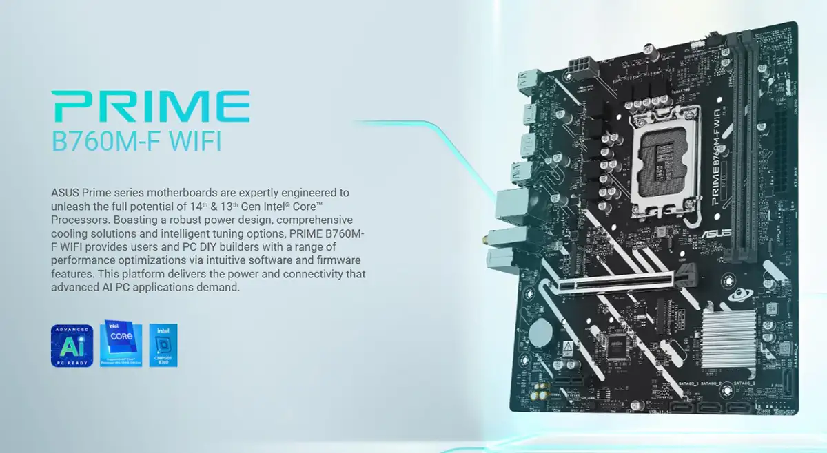 ASUS PRIME B760M-F WIFI Intel LGA1700 mATX Motherboard Price in Bangladesh